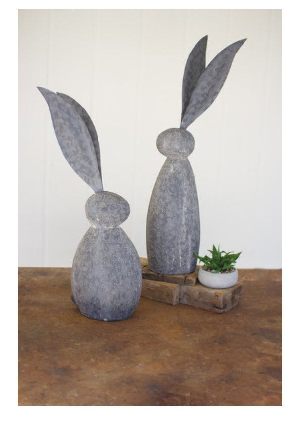 Faux Stone Rabbit With Metal Ears
