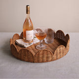 VIDA Rattan Scalloped Round Tray (Natural)