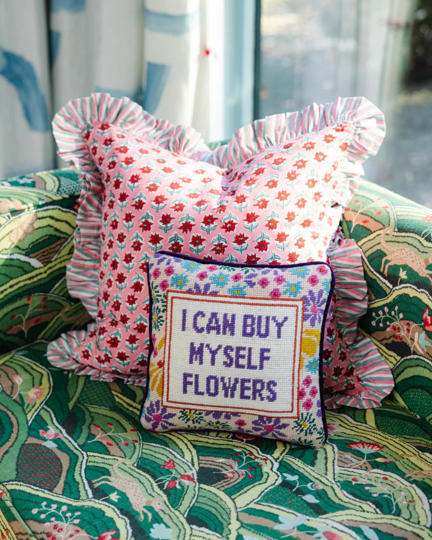 I Can Buy Myself Flowers Needlepoint Pillow