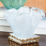 Onda Glass White Petite Ruffled Bowl