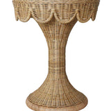 Oval Rattan Round Pedestal Side Table