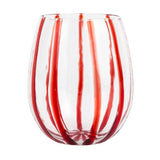 Nuovo Stripe Red Stemless Wine Glass