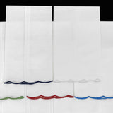 Scallop White Linen Guest Towel