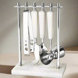 White Resin & Stainless Bar Tool Set