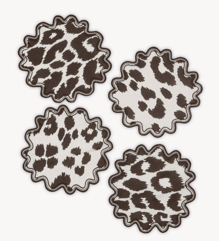 Matouk Iconic Leopard Cocktail Napkin Set of 4