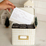 Beige Gingham Tin Recipe Box