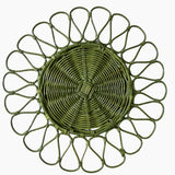 Rattan Petal Green Wicker Straw Charger Plate
