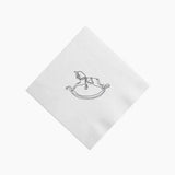 Gray Rocking Horse Foil Printed Cocktail Napkins, Set of 20