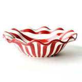 Red Stripe Ruffle Flare Small Bowl