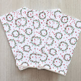 Dinner Napkins - Wreath, Evergreen & Red