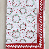 Table Runner-Wreath, Evergreen & Red