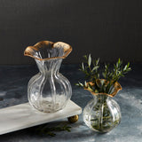 Ruffled Gold Glass Vase