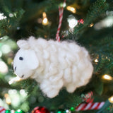 Sheep Felt Wood Ornament