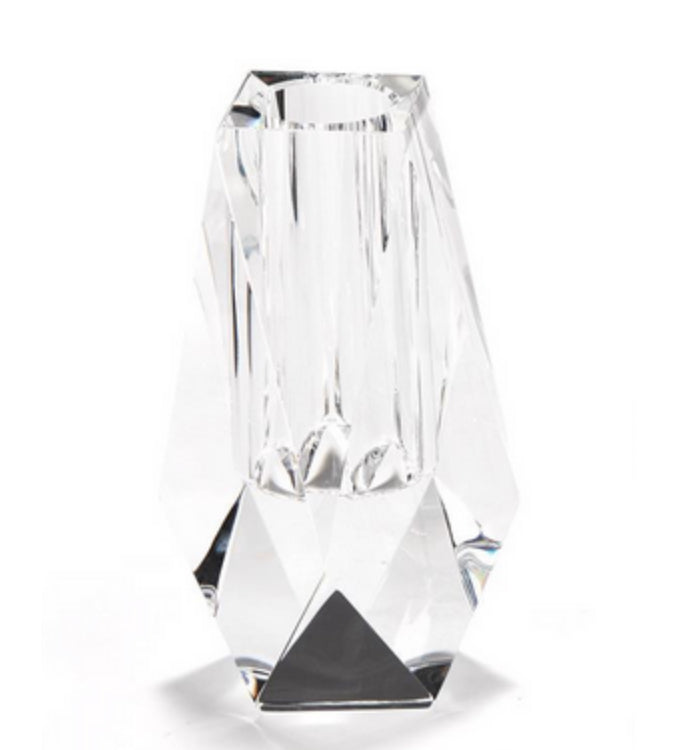Faceted Hand-Cut Crystal Glass Bud Vase