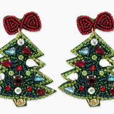 Green Crystal Christmas Tree Earring