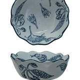 Bowl With Botanicals & Scalloped Edge