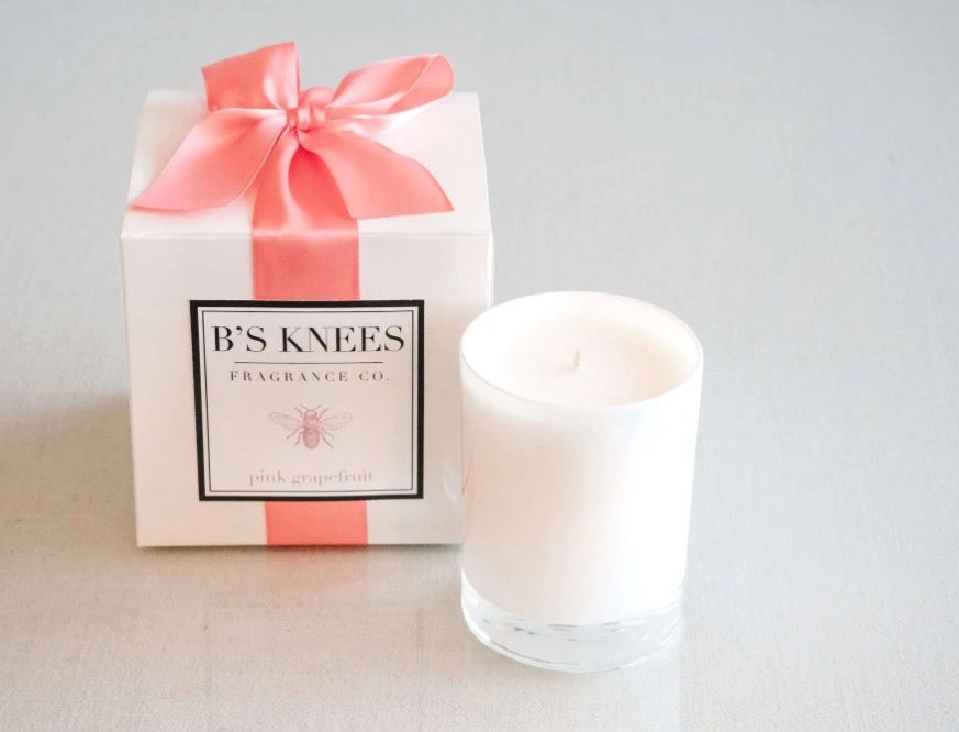 B’s Knees 1 Wick White Glass Candle