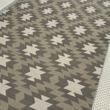 Geometric Brown And Cream Wool Rug 6’x9’