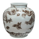 Hand-Painted Porcelain Vintage Reproduction Vase w/ Dragons