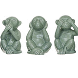 Stoneware Hear/Speak/See No Evil Monkey, 3 Styles (Each One Will Vary)