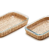 Island Chic Borosilicate Glass Baking Dish with Removable Hand-Woven Lattice