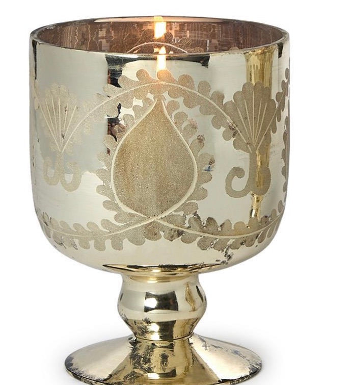 Etched Mercury Glass Candleholder