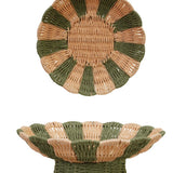 Decorative Woven Paper Rope Scalloped Footed Bowl w Stripes