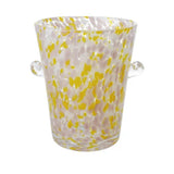 2 Quart Hand Blown Confetti Glass Ice Bucket w Handles