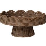 Decorative Hand-Woven Rattan Scalloped Footed Pedestal