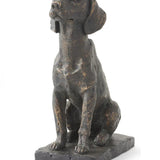 Resin Patina Sitting Dog on Black Base