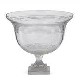 11.5 inch Line Etched Clear Glass Bowl on Pedestal