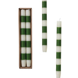 Taper Candles With Stripes Green
