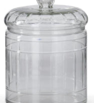 Clear Glass Line Etched Lidded Container