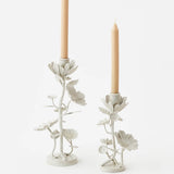 White Floral Taper Candle Holder