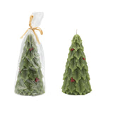 Tree Shaped Candle With Holly