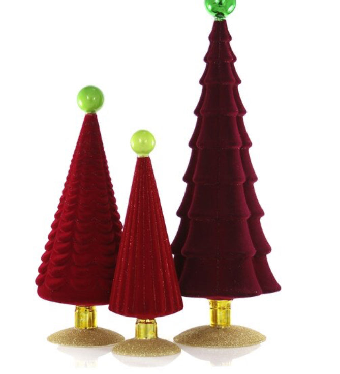 Crushed Velvet Trees Red