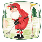 Old St. Nick Square Platter - Golfing