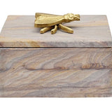 GOLDEN BROWN BIDASER MARBLE BOX WITH BRASS BEE TOP
