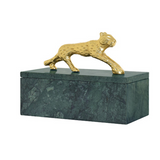 Green Marble Box With Brass Jaguar Handle