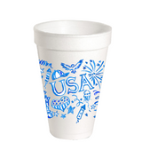 Blue USA Toile Styrofoam Cups
