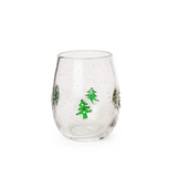 Holiday Clear Bubble Stemless Wine Glass