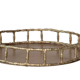 Cast Aluminum Faux Bamboo Tray Brass
