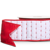 White Velvet Stitched Wired Ribbon