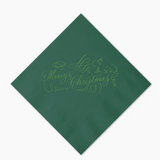 Merry Christmas Cocktail Napkin Green