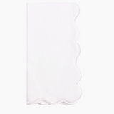 Wavy Scallop Linen Napkin, White with White