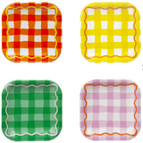 Colorful Gingham Square Paper Plates -12