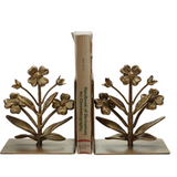 Cast Iron Flower Shaped Bookends Gold