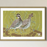 Bobwhite Pair With Espresso Frame 14" x 12"