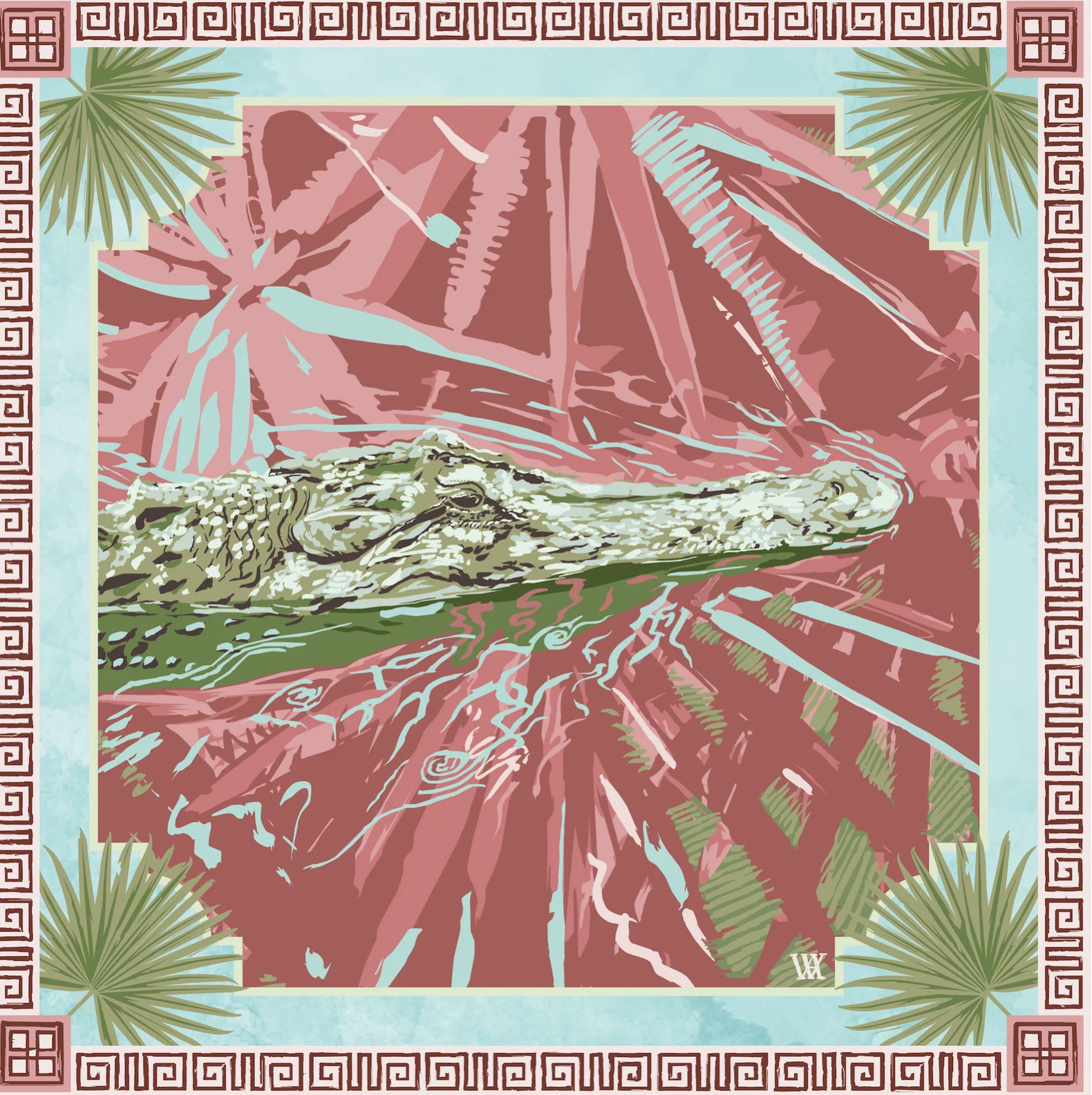 Silk Scarf Ocmulgee Alligator