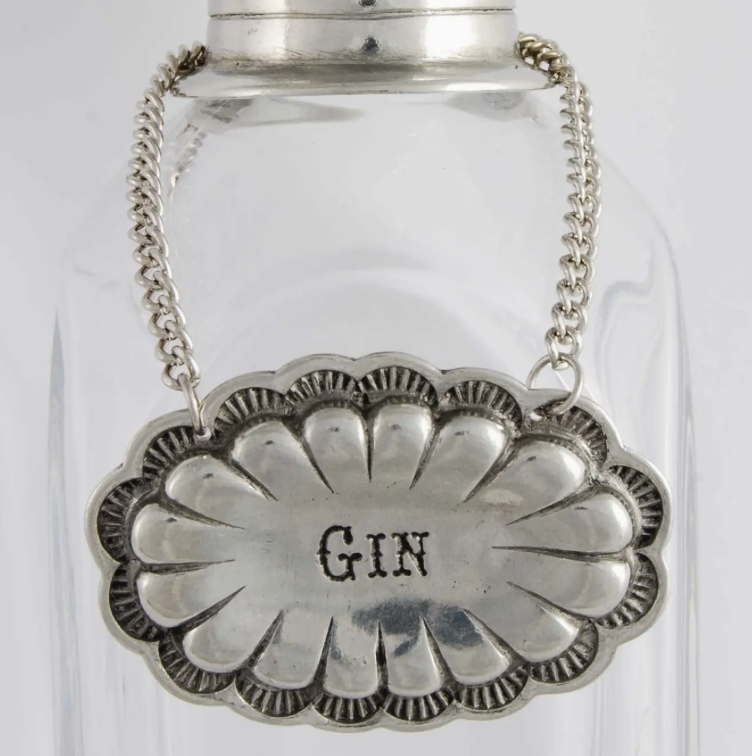 Pewter Western Decanter Tag